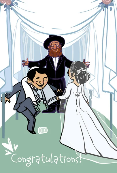 Feliz tarjeta de felicitación de boda. Ilustración vectorial — Archivo Imágenes Vectoriales