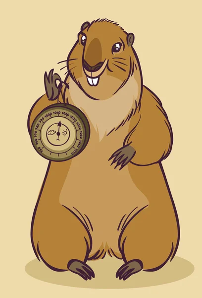 Funny cartoon groundhog. Vector illustration — Stock Vector