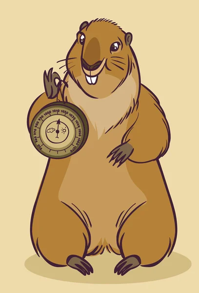 Rolig tecknad groundhog. Vektor illustration — Stock vektor