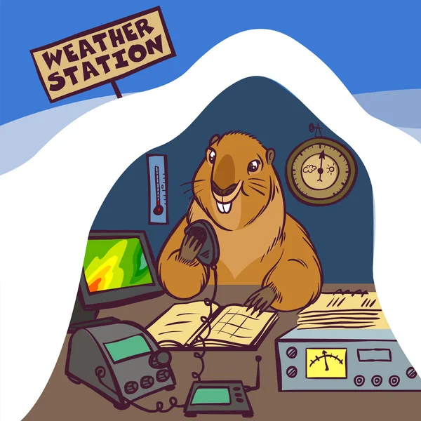 Happy Groundhog Day. Vektor Illustration — Stock vektor