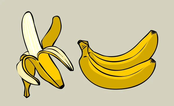 Vector icon set color banana  isolated on white background. — Stock Vector