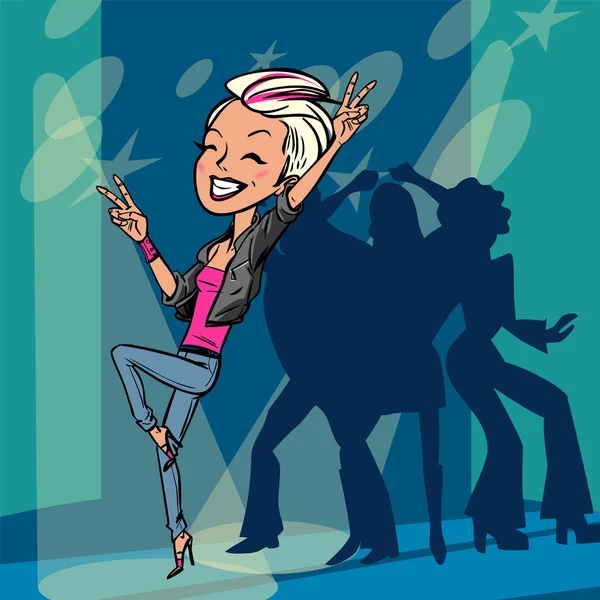 Dançarina engraçada do clube dos desenhos animados. Ilustração vetorial — Vetor de Stock