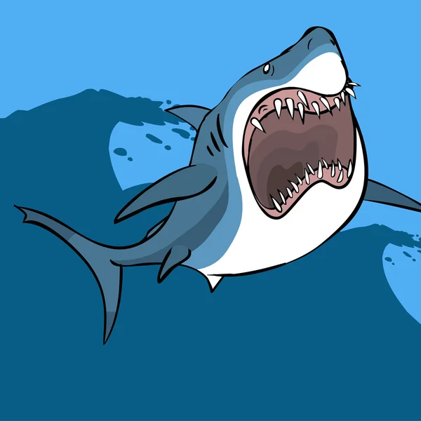 Funny cartoon shark. Vector illustration — Stock Vector