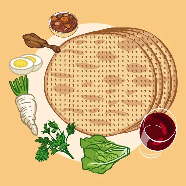 Komik mutlu Yahudi Fısıh Tebrik kartı. Vektör çizim