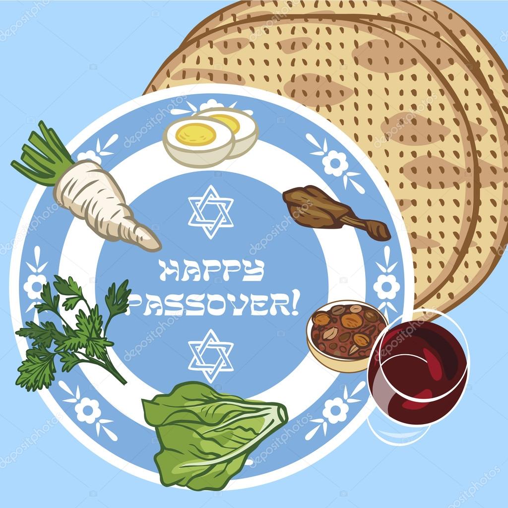 Funny Happy Jewish Passover greeting card. Vector illustration