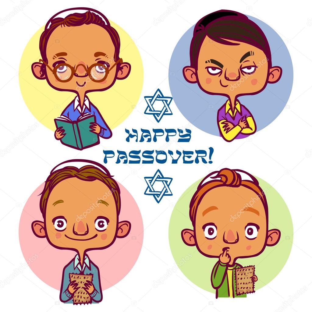 Funny Happy Jewish Passover greeting card. Vector illustration — Stock