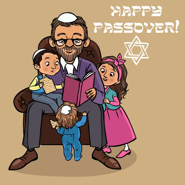 Funny Happy židovský Pesach přání. Vektorové ilustrace — Stockový vektor