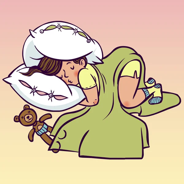 面白いベクトル漫画眠っている赤ちゃん — ストックベクタ