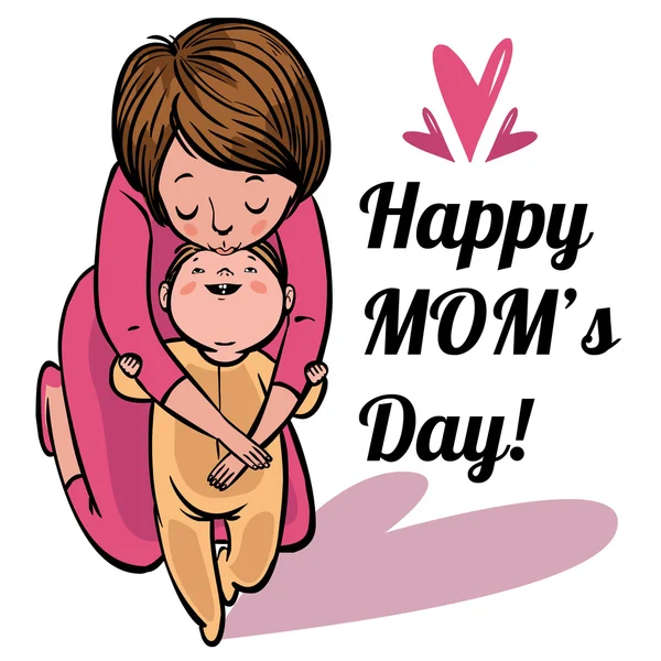 Divertente cartone animato madri Day Card. illustrazione vettoriale — Vettoriale Stock