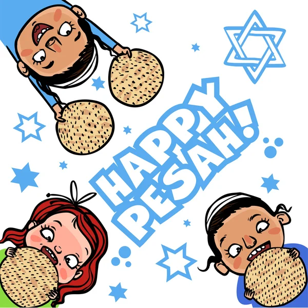 Grappige gelukkig joodse Pesach wenskaart. Vectorillustratie — Stockvector