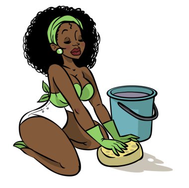 Komik vektör karikatür Derma kız pin-up tarzı içinde TZB izole