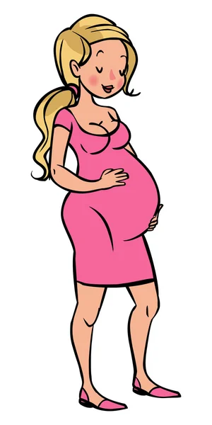 Kobieta w ciąży wektor zabawny kreskówka — Wektor stockowy