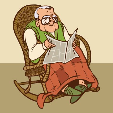 Komik karikatür büyükbaba. vektör çizim