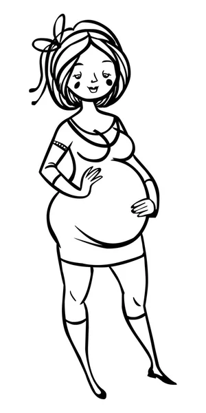 Divertido vector de dibujos animados mujer embarazada — Vector de stock