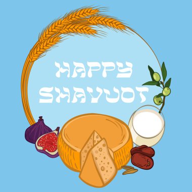 Mutlu Shavuot. Yahudi tatil kartı. vektör