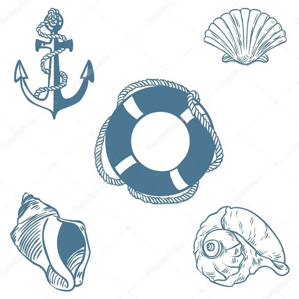 Vector set of sea elemants