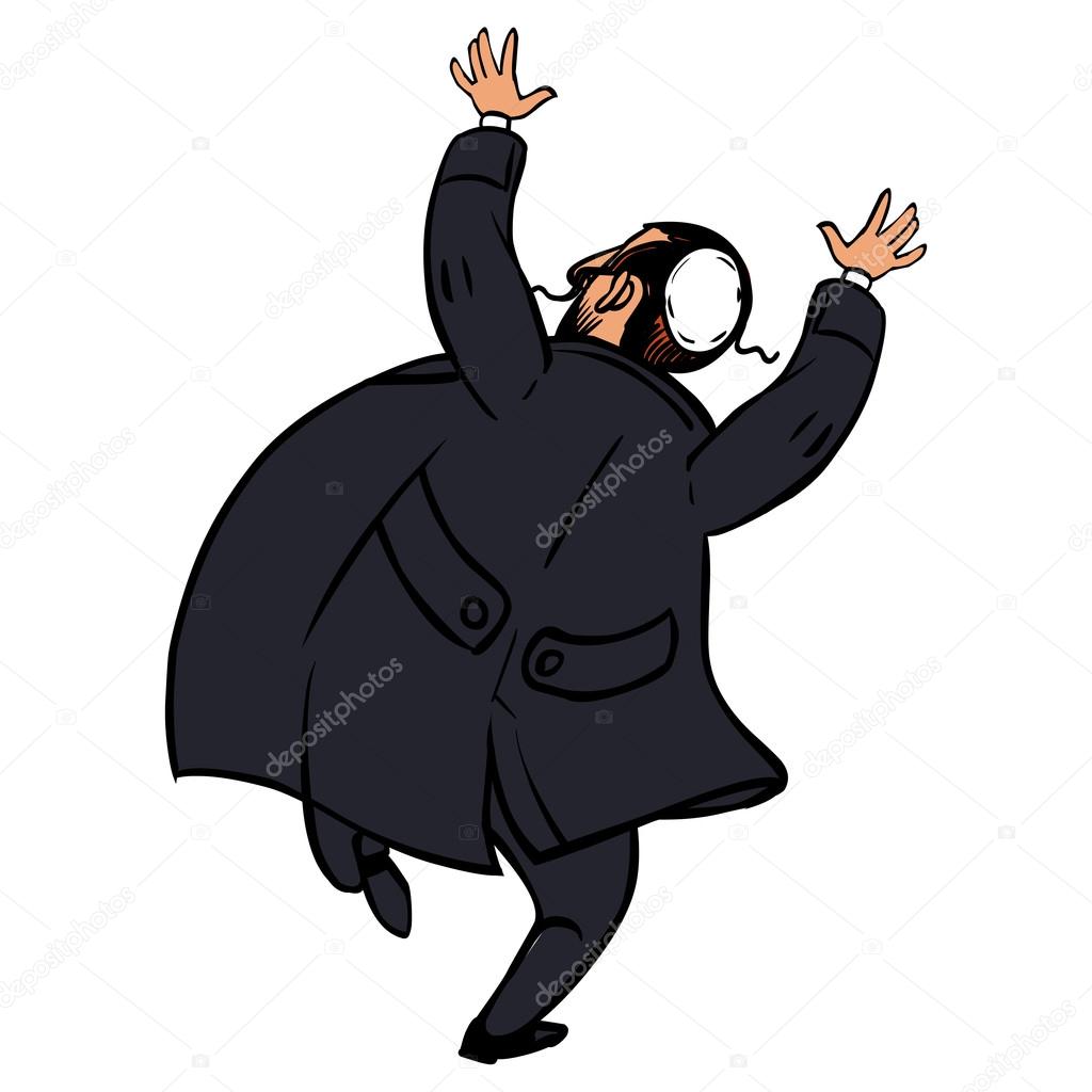 Funny cartoon jewish man dancing. Vector illustration