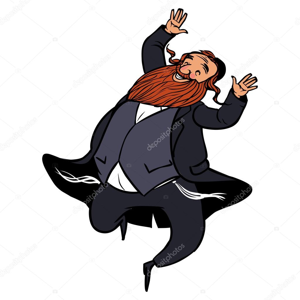 Funny cartoon jewish man dancing. Vector illustration