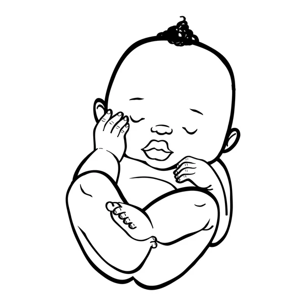 Newborn little african baby sleeping. Vector illustration islate — Stock Vector