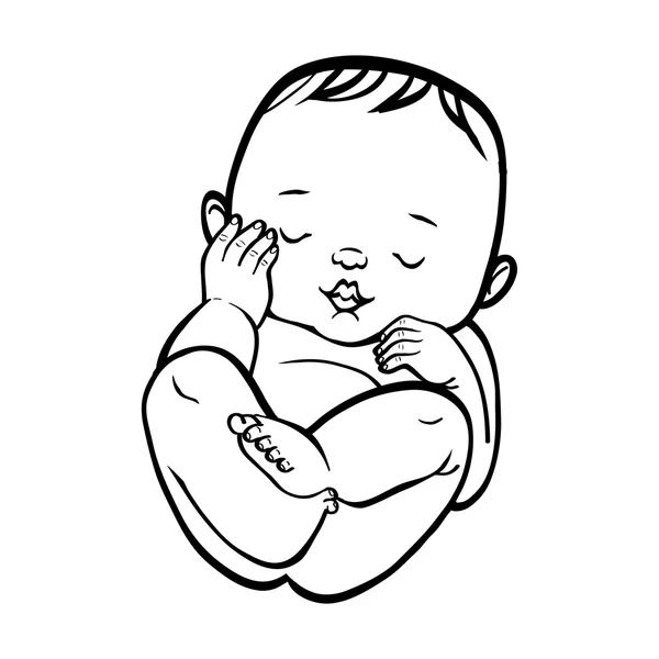 Pasgeboren kleine baby slapen. Vector illustratie islated backgr — Stockvector