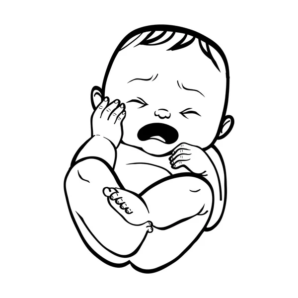 Nyfödda lilla bebis gråter. Vektor illustration islated backgro Vektorgrafik
