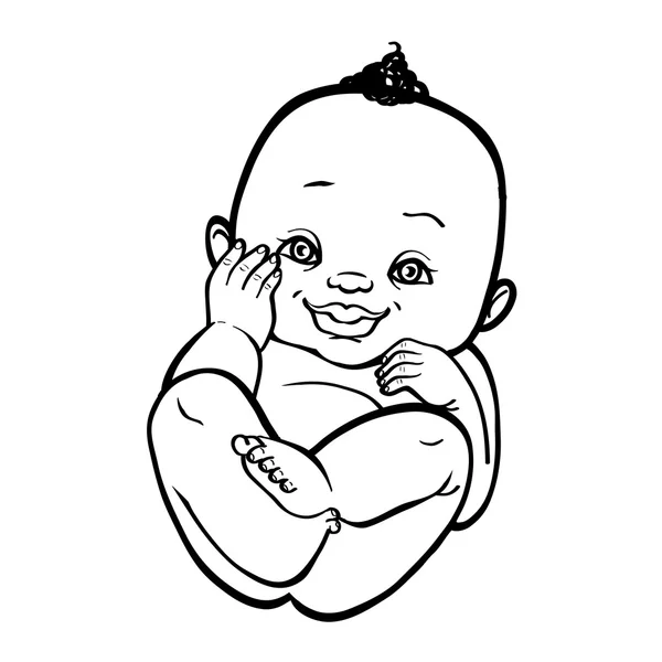 Nyfödda lilla afrikanska baby leende. Vektor illustration islated Stockillustration