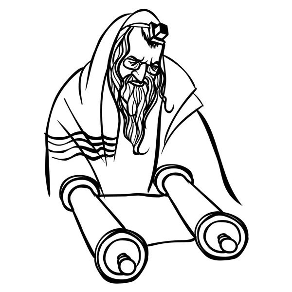 Єврейський чоловік читанні Тори. Векторні ілюстрації — стоковий вектор