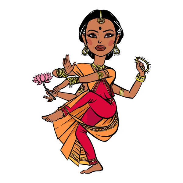 Une Indienne. illustration vectorielle fond isolé — Image vectorielle