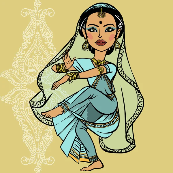 Mujer india. Ilustración vectorial — Vector de stock