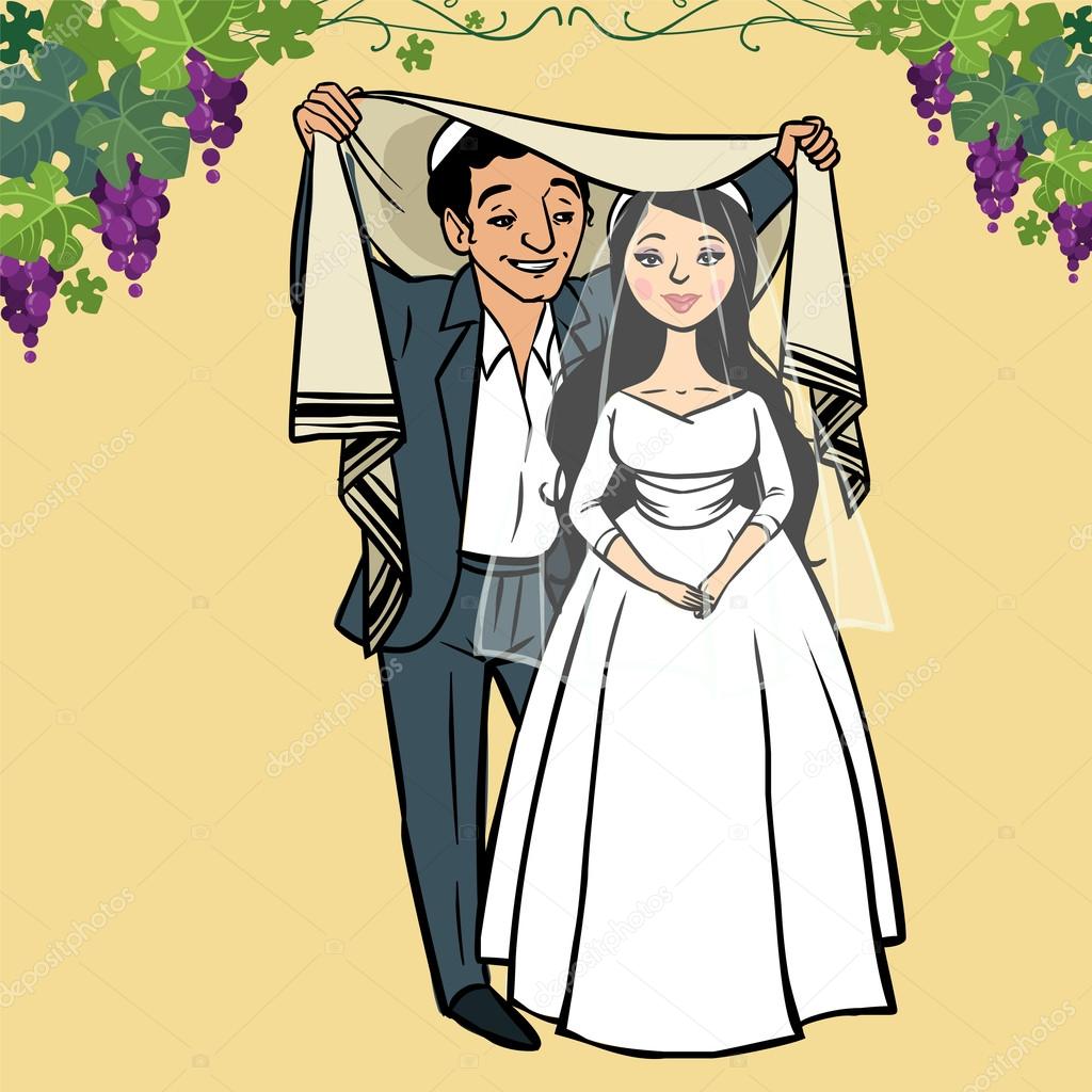 jewish newlyweds.vector illustration