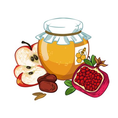 Yahudi yeni yıl tatili için tebrik kartı tasarımı. Vektör illustr