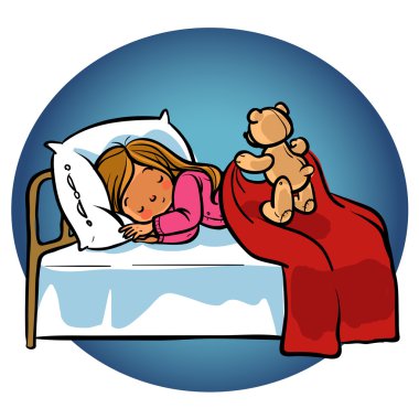 Komik vektör çizgi film uyuyan bebek