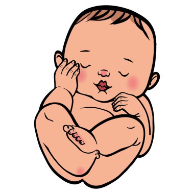 Yeni doğan küçük bebek uyku. Vektör çizim islated backgr