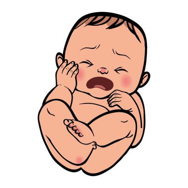 Yeni doğan küçük bebek ağlıyor. Vektör çizim islated backgro