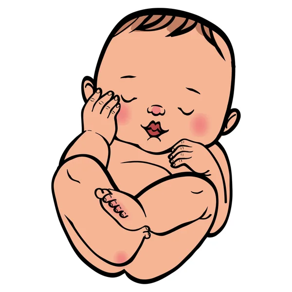 Neugeborenes kleines Baby schläft. Vektor Illustration islated backgr — Stockvektor