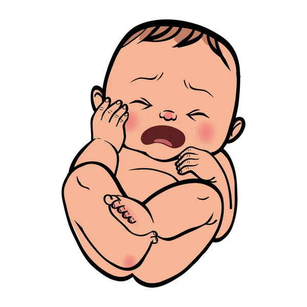刚出生的小宝宝哭。矢量图单纯背景 图库插图