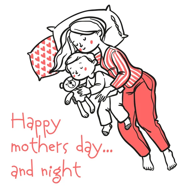 Divertida tarjeta de día de las madres de dibujos animados. ilustración vectorial Gráficos Vectoriales