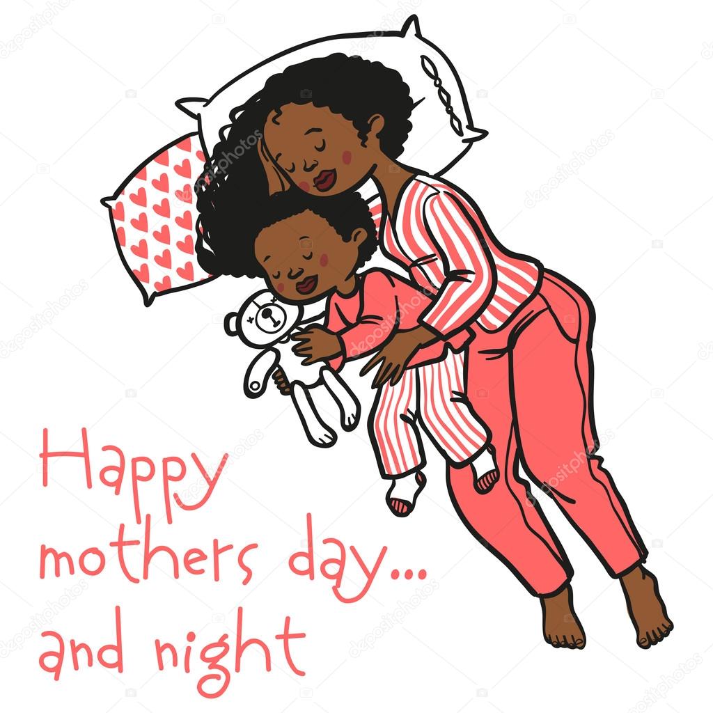 Funny cartoon mothers day card. vector illustration Stock Vector Image by  ©museyushaya #80535074