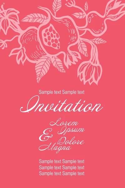 Wedding invitation card suite with pomgranates. vector illustrat — ストックベクタ