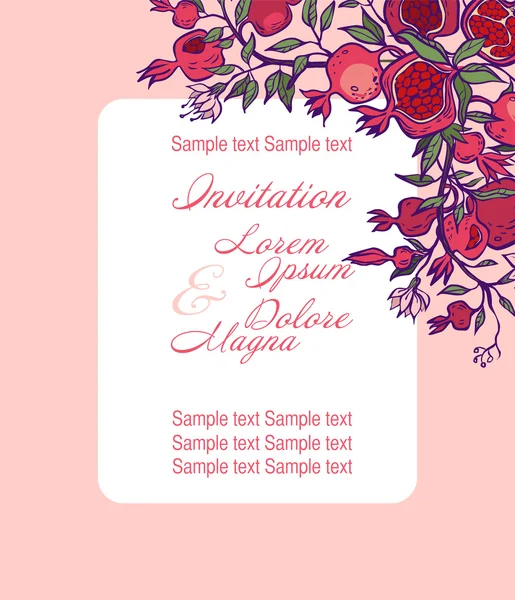 Suite de tarjetas de invitación de boda con pomgranados. vector illustrat — Archivo Imágenes Vectoriales