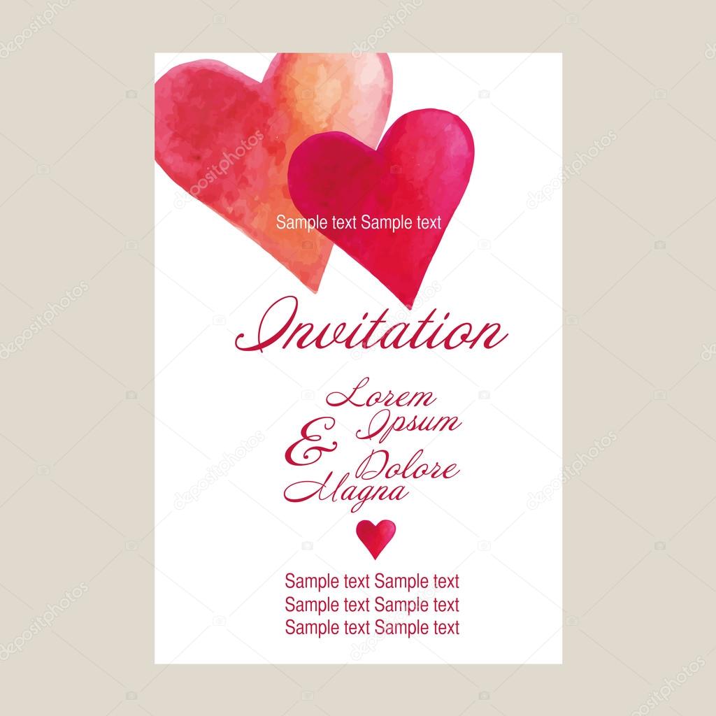 wedding invitation card suite with hearts