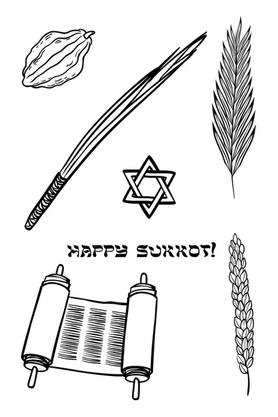 Vector iconset for Sukkot (Jewish Traditional Holiday). — Stock Vector