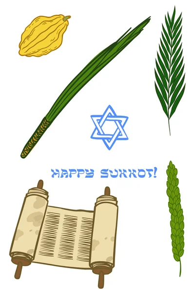 Wektor iconset na obchody święta Sukkot (żydowskiego święta tradycyjne). — Wektor stockowy