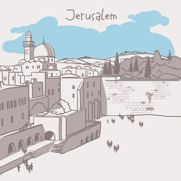 Иерусалим, горизонт старого города Израиля
