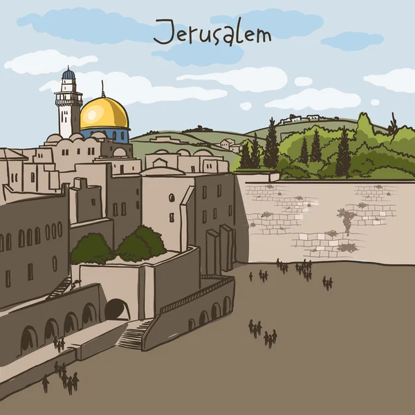 Jerusalén, ciudad vieja de Israel skyline — Vector de stock