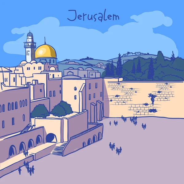 Jerusalén, ciudad vieja de Israel skyline — Archivo Imágenes Vectoriales