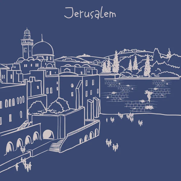 Jerusalem, israel alte stadtsilhouette — Stockvektor
