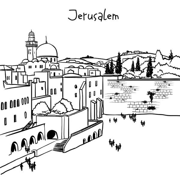 Oude skyline van de stad Jeruzalem, Israël Stockvector