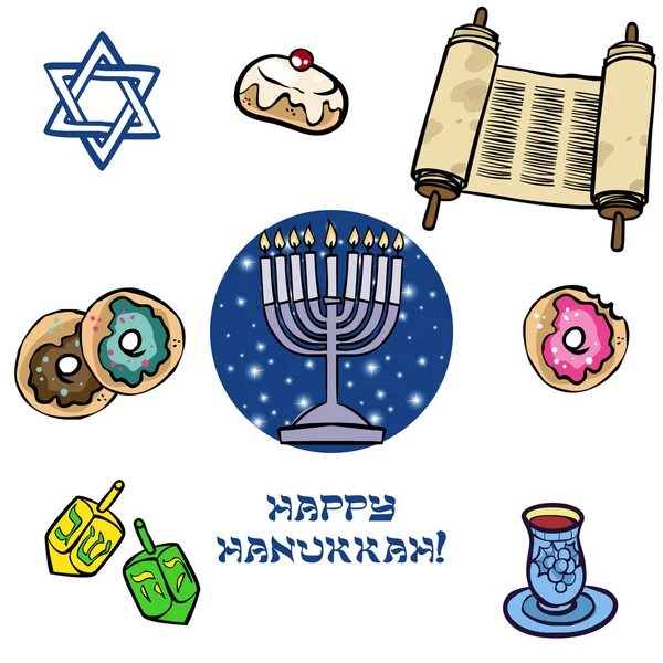 Hanukkah traditionele iconset — Stockvector