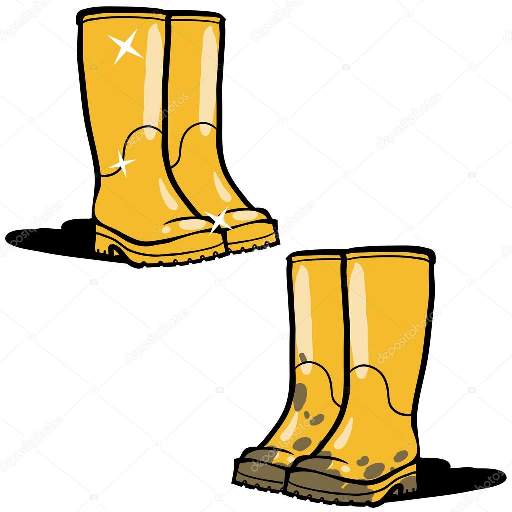 Illustration of the yellow rubber boots on a white background